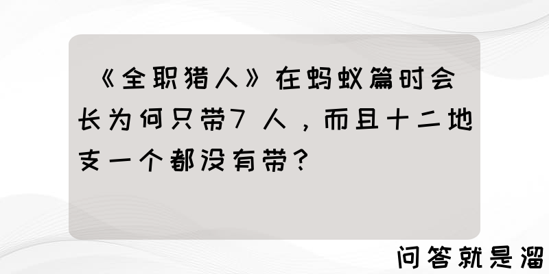 《全职猎人》在蚂蚁篇时会长为何只带7人，而且十二地支一个都没有带？