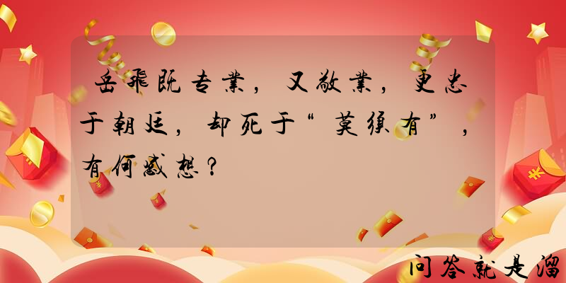 岳飞既专业，又敬业，更忠于朝廷，却死于“莫须有”，有何感想？