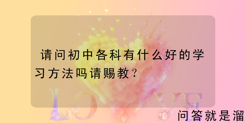 请问初中各科有什么好的学习方法吗请赐教？